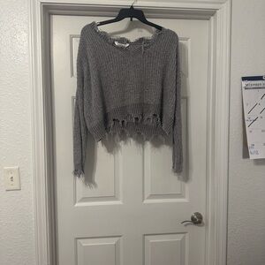 Gray Distressed Women's Sweater